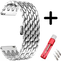 Strap-it bandje draak staal zilver + toolkit - geschikt voor Fossil Gen 6 44mm / Gen 5e 44mm / Gen 5