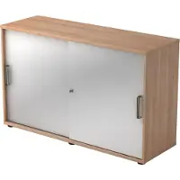 Hjh OFFICE PRO BETA 1752S - Walnoot/Zilver Hoogte van de map | 2 OH Schuifwandkast Greeplijst kunststof