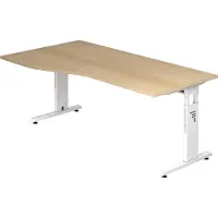 Hjh OFFICE PRO MEGA 18 W - 180 x 100 Tafelhoogte I In hoogte verstelbaar Eiken/Wit