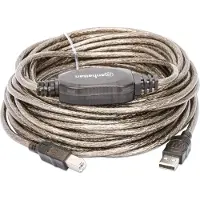 Manhattan USB-kabel USB 2.0 USB-A stekker, USB-B stekker 11.00 m Transparant 510424
