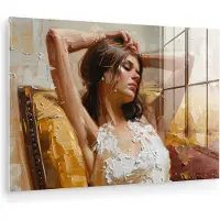 MuchoWow Glasschilderij 180x120 cm - Schilderij acrylglas - Vrouw - Kunst - Abstract - Modern - Foto op glas - Muurdecoratie woonkamer - Wanddecoratie slaapkamer - Schilderijen