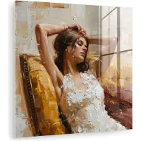 MuchoWow Glasschilderij 20x20 cm - Schilderij acrylglas - Vrouw - Kunst - Abstract - Modern - Foto op glas - Muurdecoratie woonkamer - Wanddecoratie slaapkamer - Schilderijen