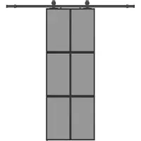 vidaXL Schuifdeur met beslag, zwart, 76x205 cm, veiligheidsglas