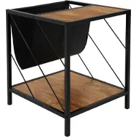 ML-Design Bijzettafel 43x48 cm met tijdschriftenvak eiken look bruin zwart met stalen frame Woonkamertafel ML design