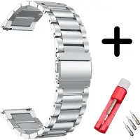 Strap-it bandje staal zilver + toolkit - geschikt voor Xiaomi Amazfit GTS / GTS 2 / GTS 3 / GTS 4 / Bip / Bip S / Bip Lite / Bip U Pro
