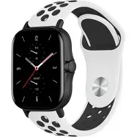 Strap-it Sport siliconen bandje - geschikt voor Xiaomi Amazfit Bip / Bip S / Bip Lite / Bip U Pro / Bip 3 / GTS 1-2-3-4 - MIni / Amazfit GTR 42mm - wit/zwart