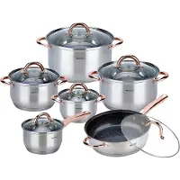 KINGHOFF stalen potten 12 elementen Rosegold KH1766