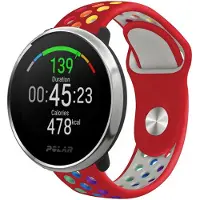 Strap-it Siliconen sport bandje - geschikt voor Polar Ignite / Ignite 2 / Ignite 3 / Unite / Pacer - rood/kleurrijk