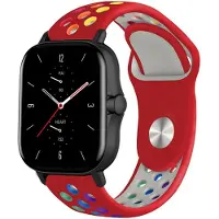 Strap-it Siliconen sport bandje - geschikt voor Xiaomi Amazfit GTS 1-2-3-4 - Mini / Amazfit Bip / Bip S / Bip Lite / Bip U Pro / Bip 3 / Amazfit GTR 42mm - rood/kleurrijk