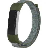 Strap-it Nylon Smartwatch bandje - Geschikt voor Fitbit Alta / Alta HR nylon bandje - olijfgroen - Horlogeband / Polsband / Armband