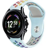 Strap-it Siliconen sport bandje - geschikt voor Fossil Gen 6 44mm / Gen 5 / Gen 5e 44mm - lichtblauw/kleurrijk