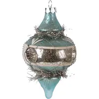 Clayre & Eef Kerstbal Overig Ø 7x13 cm Blauw Glas Kerstballen