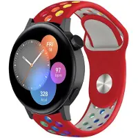 Strap-it Siliconen sport bandje - geschikt voor Huawei Watch GT 2 42mm / GT 3 42mm / GT 3 Pro 43mm - rood/kleurrijk