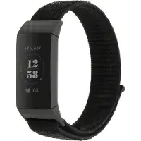 Strap-it Nylon bandje - geschikt voor Fitbit Charge 3 / Fitbit Charge 4 - zwart