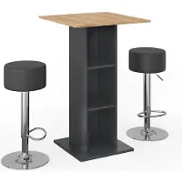 Vicco Rodeo Bartafel set – 70 x 70 cm met 2 barkrukken Antraciet