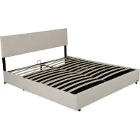 Corium Tweepersoonsbed Juva met lattenbodem en opbergruimte 160x200 cm beige