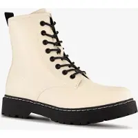 Blue Box dames veterboots lichtbeige zwart maat 38