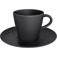 Villeroy & Boch Manufacture Rock Koffiekop Met Schotel Zwart - Koffiekopjes Porselein Black - 300586-300587