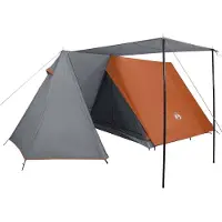 vidaXL Campingtent, 3 personen, grijs en oranje, waterdicht