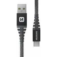 Swissten USB-kabel naar USB type C 60W, aramidevezel 1,5m, Zwart
