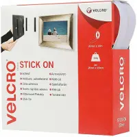 Velcro Stick On klittenband rol 2-delig (zelfklevend) 20mm / wit (10 meter)