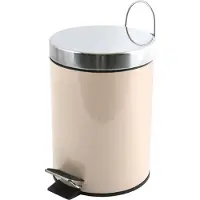 MSV Prullenbak/pedaalemmer - metaal - beige - 3 liter - 17 x 25 cm - Badkamer/toilet - Pedaalemmers