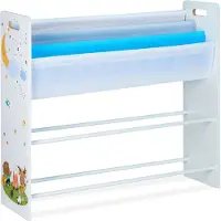 Relaxdays kinderkast - 6 manden - 4 stoffen vakken - kampvuur - 78 x 86 x 26,5 cm - speelgoedkast