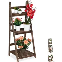 Relaxdays plantenrek - 3 etages - hout - klapbaar - 108x41x40 cm - donkerbruin