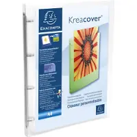 Exacompta Exaclair Personaliseerbare ringmap Kreacover 4 ringen, transparant wit - 3 stuks