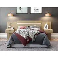 Vente-unique Hoofdeinde PARATI met nachtkastjes - Uitbreidbaar 140/160cm - Eiken