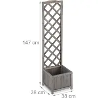 Relaxdays klimrek met plantenbak - hout - weerbestendig - balkon - tuin - rozen - klimop - 25 l - 147 cm - grijs