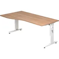 Hjh OFFICE PRO MEGA 18 W - 180 x 100 Tafelhoogte I In hoogte verstelbaar Walnoot/Wit