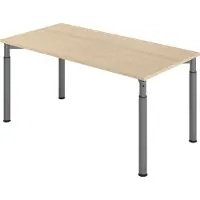 Hjh OFFICE PRO YAMA 16 G 160 x 80 - hoogte - verstelbaar frame zilver - 160 x 80 Tafelhoogte I In hoogte verstelbaar Eiken/Grafiet