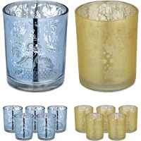 Relaxdays theelichthouders glas - set van 2 - met patroon - 8,5 x 7 cm - tafeldecoratie