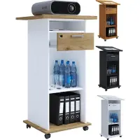 Hioshop Neta kantoor wandkast voor projector 1 lade 2 planken beuken decor.