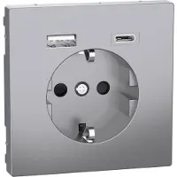 Merten MEG2367-6036 Wandcontactdoos met randaarde Inzetstuk RVS 1 stuk(s)