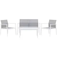 Ebuy24 Break lounge set 1 bank, 2 stoelen, 1 salontafel wit.