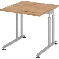 Hammerbacher Bureau ZENO in hoogte verstelbaar 80 x 80 Essen-Eik - Zilver