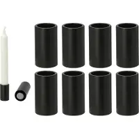 Novaliv 8x kaarsenhouders voor taps toelopende kaarsen Kaarsenhouder magentisch ZWART 2,8x7,5cm tafeldecoratie Kerstmis scandinavisch chique kaarsmondstuk woonkamerdecoratie kaarsenhouder magneet tafelkaarsen