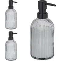 Relaxdays glazen zeeppomp - set van 3 - 400 ml - transparant