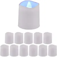Relaxdays led kaarsen set van 12 - led-theelichtjes - koudwit licht - 4,5 x 4 cm - elektrisch waxinelicht - rond - wit