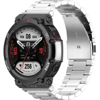 Strap-it Stalen Smartwatch bandje - Geschikt voor Amazfit T-Rex 2 stalen band - zilver - Horlogeband / Polsband / Armband