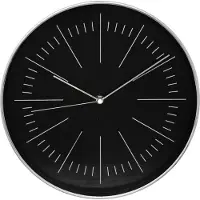 Atmosphera Wandklok/muur klok - Office - Dia 30 cm - kunststof - zwart/zilver - keuken/kamer/kantoor - Wandklokken