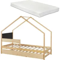 En.casa Kinderbed Sodankylä met onderschuifbed en matrassen 90x200 cm []