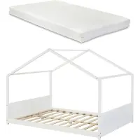 En.casa Kinderbed Simo huisbed met matras 140x200 cm wit []