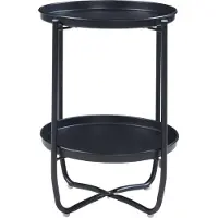 En.casa Tuintafel Sandefjord bijzettafel rond metaal 57,5xØ40 cm zwart []