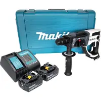 Makita Boormachine + slagboor, DHR 202 STW accuklopboormachine 18 V 20 mm 2.0 J wit + 2x accu 5.0 Ah + lader + koffer (Oplaadbare batterij)