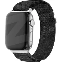 Bandz Nylon loop bandje 'Alpine' - geschikt voor Apple WatchSeries 1/2/3/4/5/6/7/8/9/10/11/SE/SE2/SE3/Ultra (2/3) - outdoor bandje geschikt voor iWatch - maat: 44mm / 45mm / 46mm / 49mm - zwart