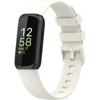 Strap-it Siliconen Smartwatch bandje - Geschikt voor Fitbit Inspire 3 siliconen bandje - ivoor wit - Horlogeband / Polsband / Armband - Maat: Maat L
