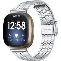 Strap-it Luxe RVS horlogeband - stalen bandje geschikt voor Fitbit Versa 3 / Fitbit Sense - zilver